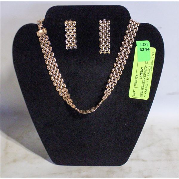 NEW JEWELRY DISPLAY W/ NECKLACE + EARRINGS