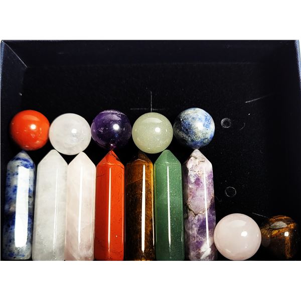 12)  LOT OF NATURAL STONE SPHERES