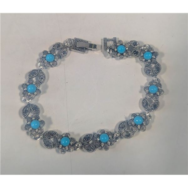 7)  SILVER TONE WITH TURQUOISE AND