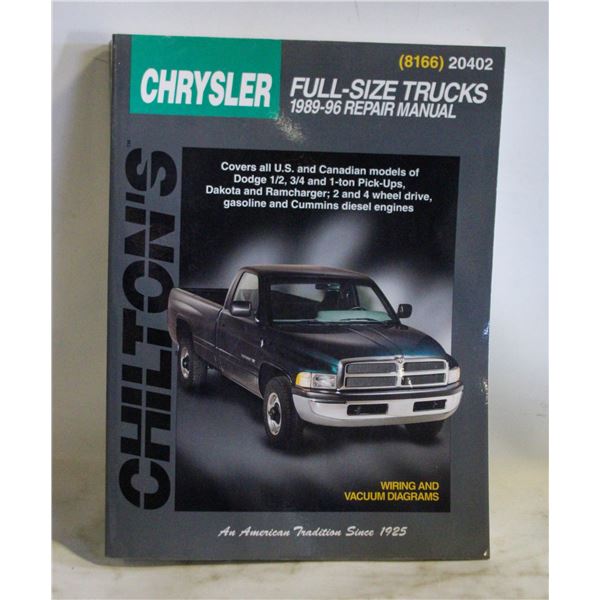 CHILTONS FULLSIZE DODGE TRUCKS MANUAL