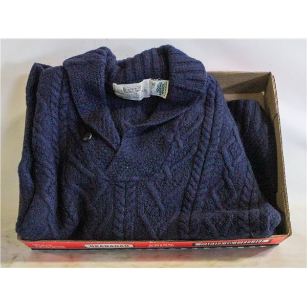 PURE WOOL ARAN SWEATER SZ. S