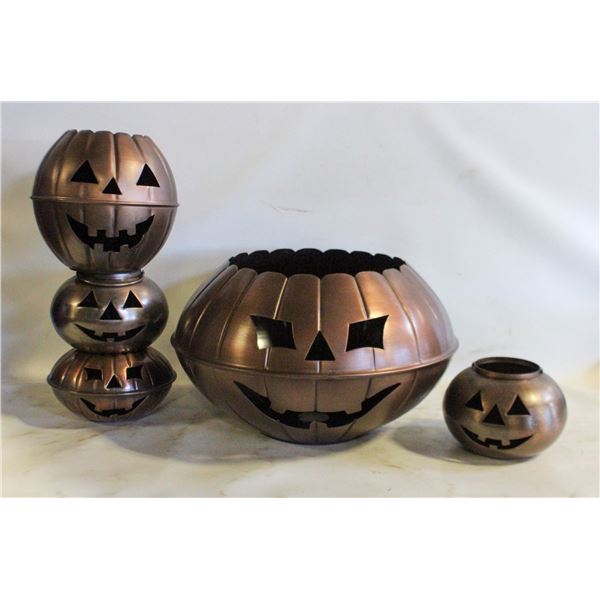 5 METAL PUMPKINS