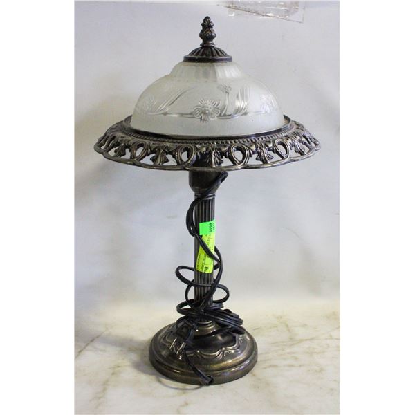 VINTAGE GLASS & METAL LAMP 18" HIGH