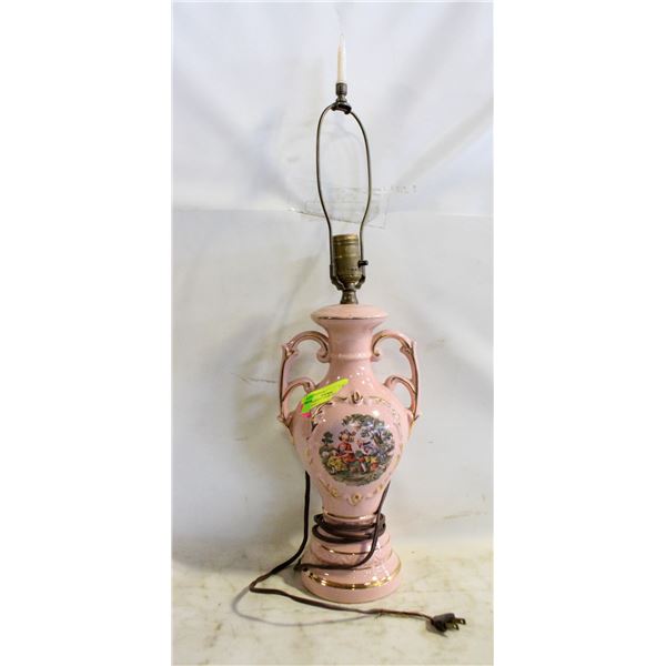 VINTAGE LAMP (PINK WITHOUT A SHADE) CORD IS FRAYED