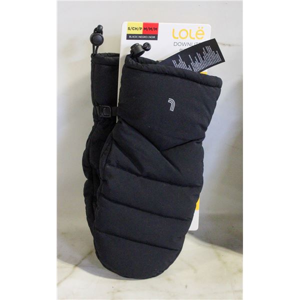 NEW LOLE DOWNLITE OUTDOOR PUFFER MITTENS, M