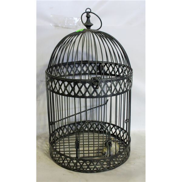 VINTAGE METAL BIRD CAGE DOME STYLE WITH DECOR BIRD