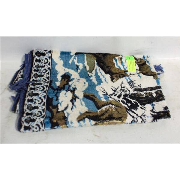 VINTAGE VELVET 4FT TAPESTRY DEER IN THE WOODS