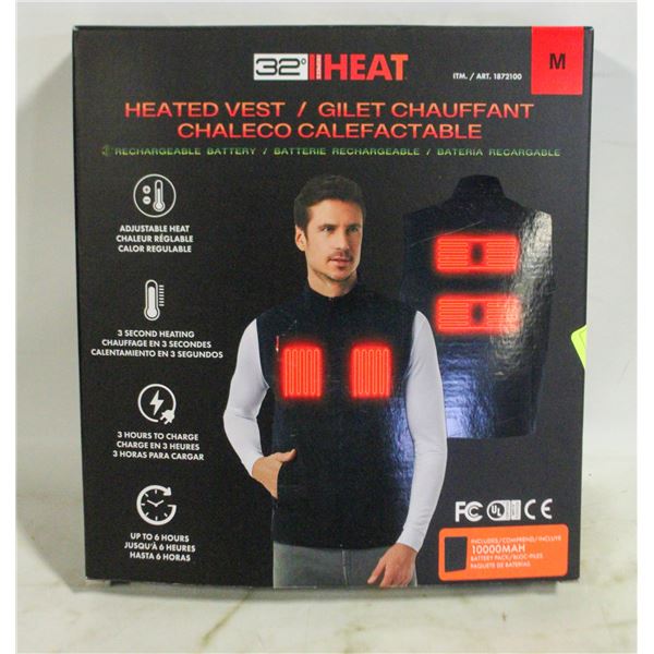 NEW 32 HEAT RECHARGEABLE HEATED VEST, SIZE MED