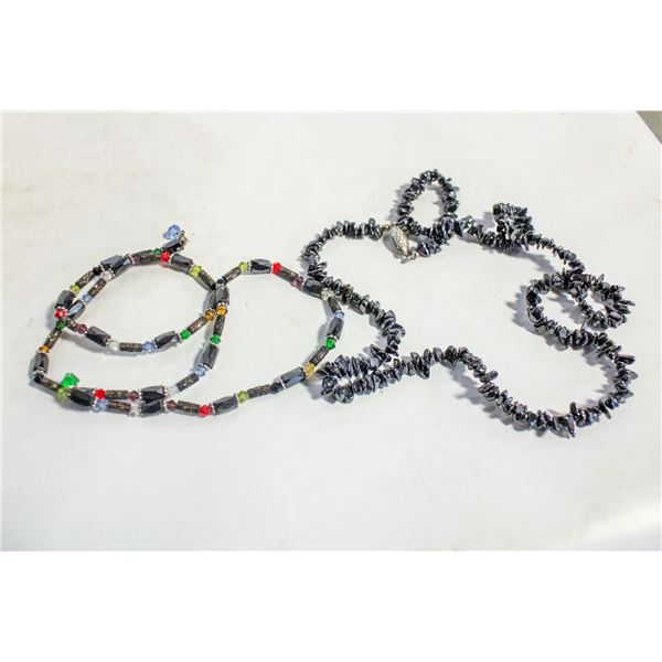 ESTATE GENUINE HEMATITE BRACELET & PENDANT