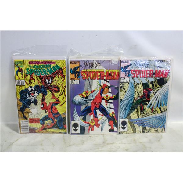 3 DIFFERENT VINTAGE SPIDERMAN COMIC