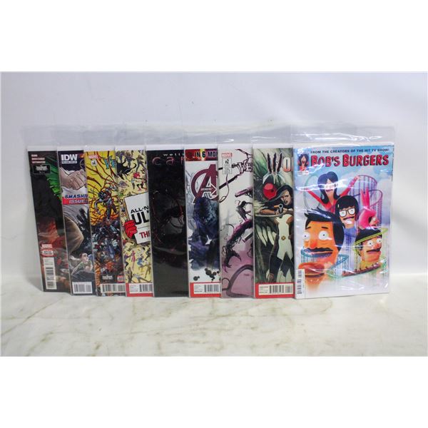 9 ASSORTED COMIC BOOKS BAGGED &