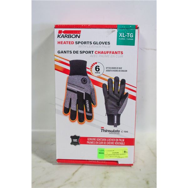 NEW KARBON HEATED SPORTS GLOVES, MEN'S SIZE XL