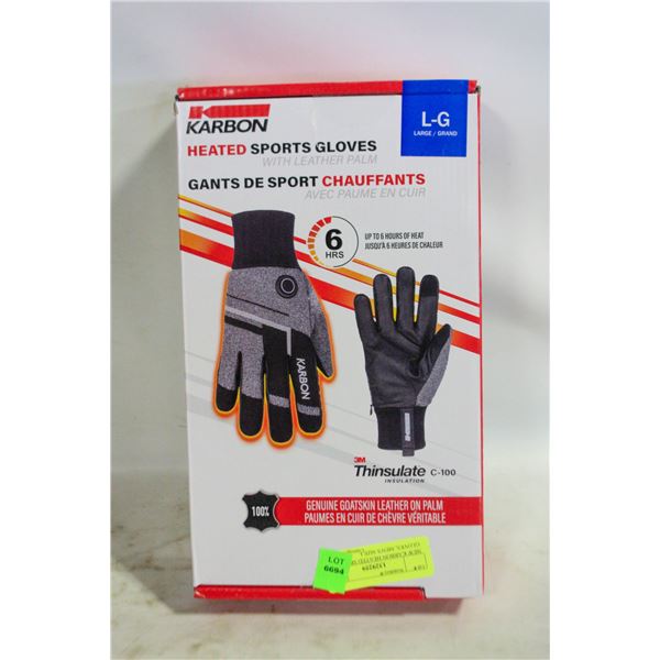 NEW KARBON HEATED SPORTS GLOVES, MEN'S SIZE L