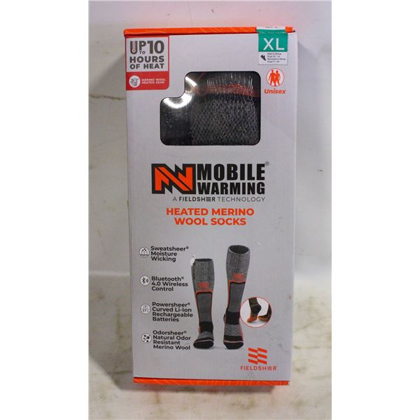 MOBILE WARMING HEATED MERINO WOOL SOCKS, XL