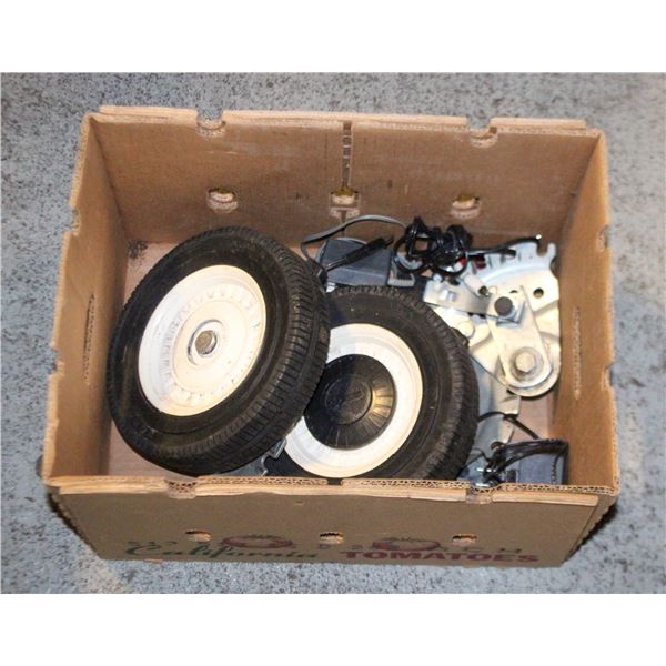 BOX PAIR 8 INCH WHEELS PLUS MISC ADAPTERS