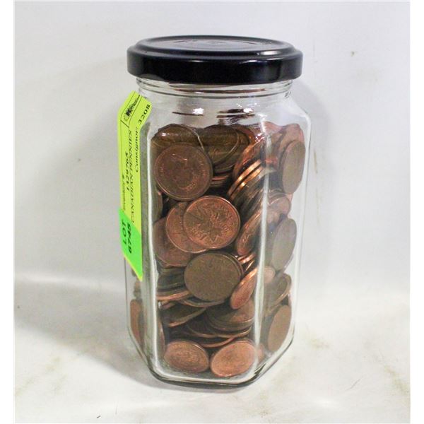 JAR OF CANADIAN PENNIES