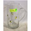 Image 1 : HAND-BLOWN BUBBLED GLASS PITCHER