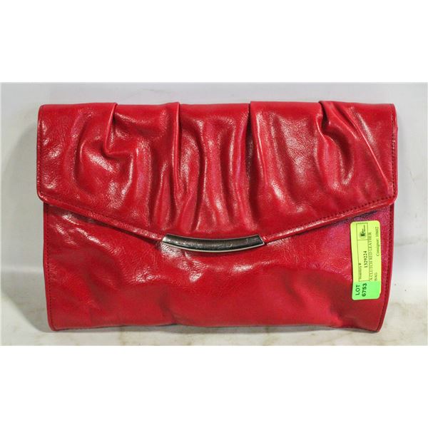 LADIVA CLUTCH RED LEATHER HANDBAG