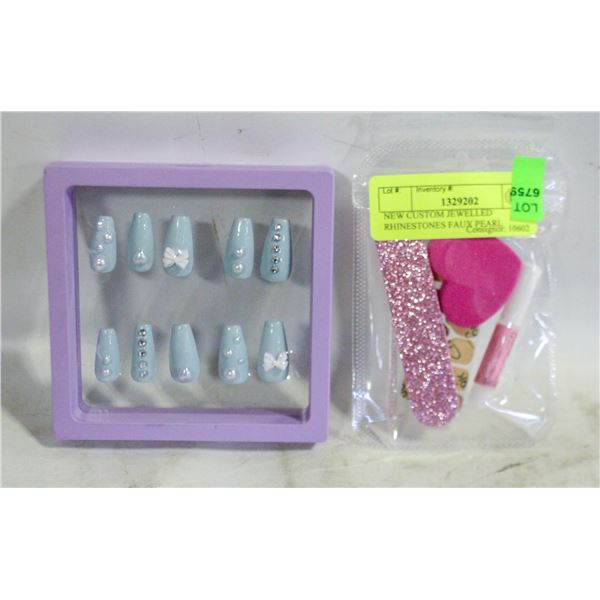 NEW CUSTOM JEWELLED RHINESTONES FAUX PEARL