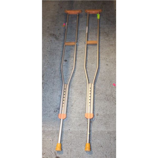 PAIR OF LARGE ALUMINUM CRUTCHES