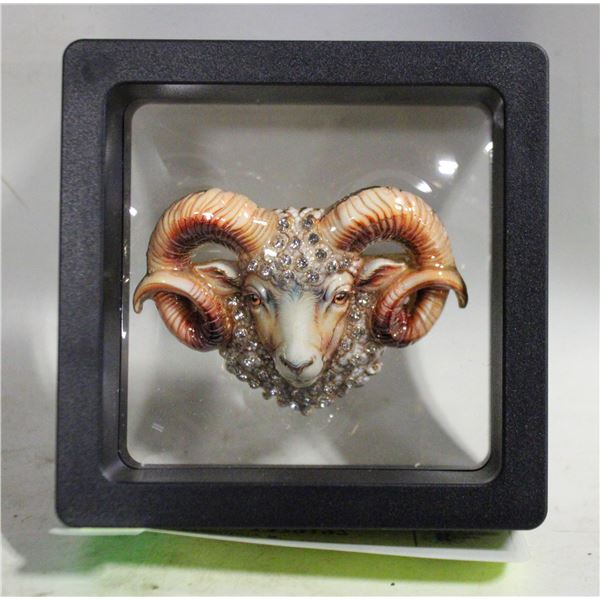 NEW RAM HEAD BROOCH WITH RHINESTONES