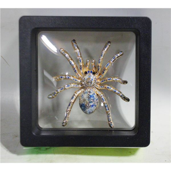 NEW BLUE WHITE OMBRE SPIDER BROOCH