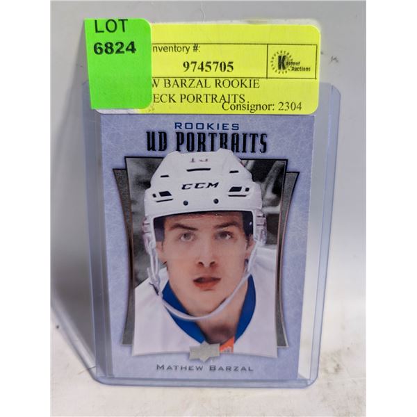 MATHEW BARZAL ROOKIE UPPERDECK PORTRAITS