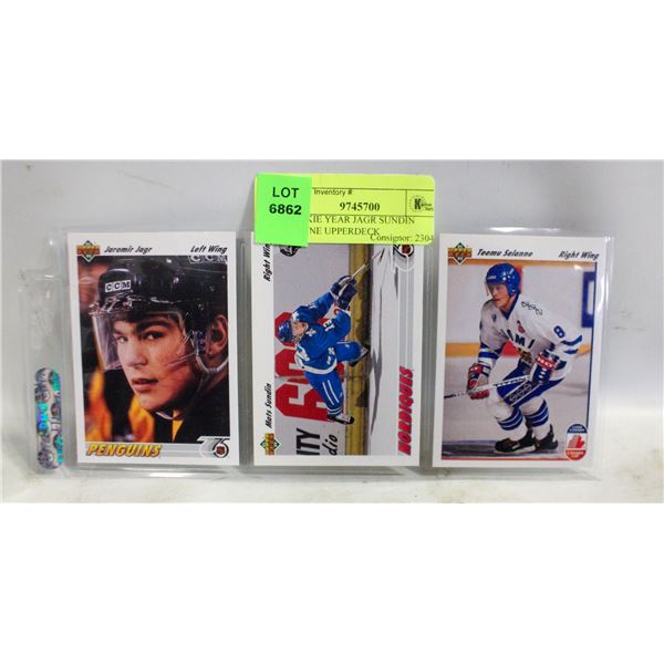 3 ROOKIE YEAR JAGR SUNDIN SELANNE UPPERDECK