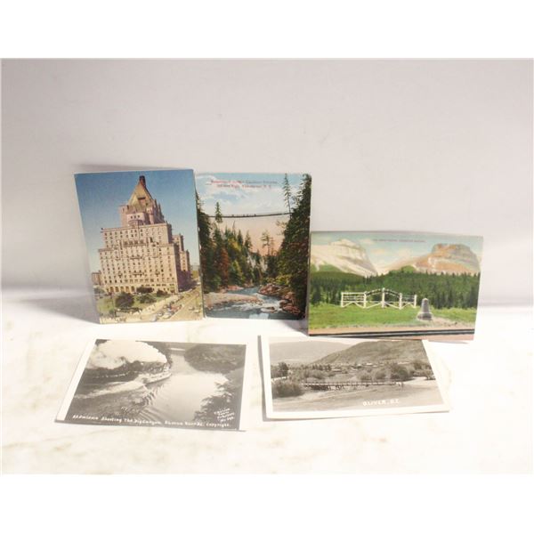5 VINTAGE BC (BRITISH COLUMBIA) POSTCARDS