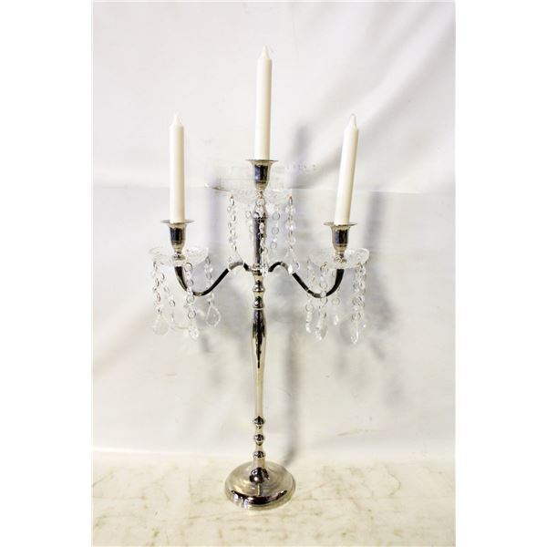 3 ARM CANDELABRA 20" HIGH C/W CANDLES