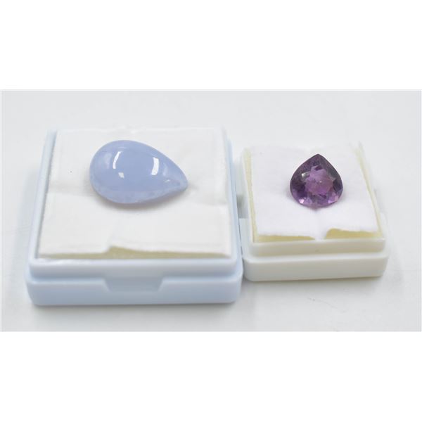 #260- NATURAL AMETHYST 4.27CT& CHALCEDONY 17.80CT