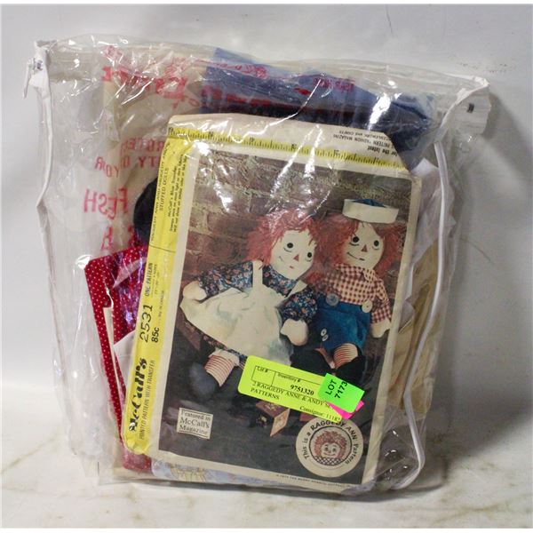 2 RAGGEDY ANNE & ANDY SEWING PATTERNS