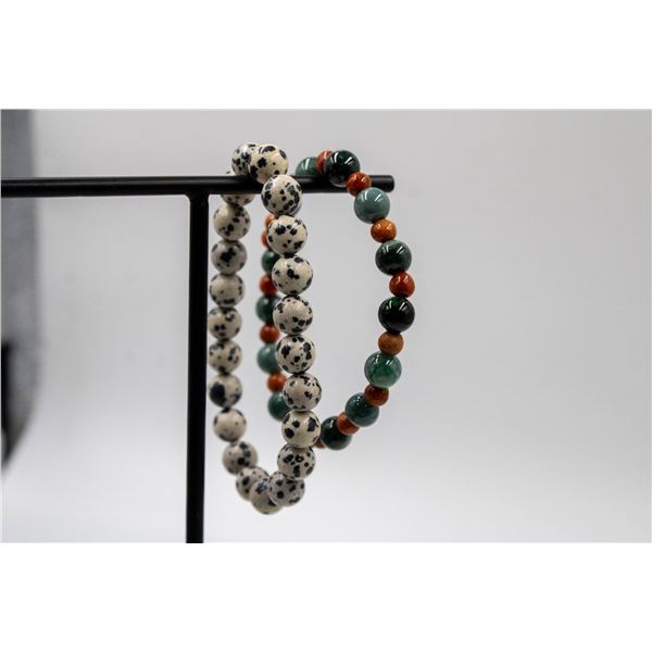 #76-NATURAL JASPER SPORT & JADE JADEITE BRACELET