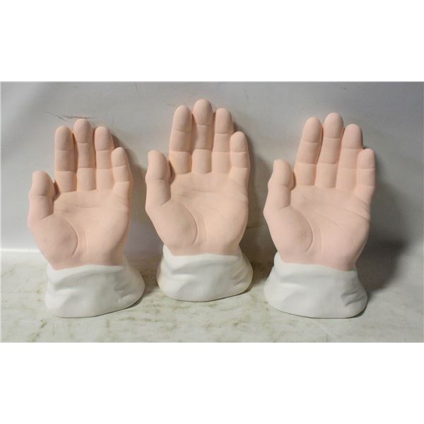 LOT OF 3 VINTAGE CERAMIC HANDS