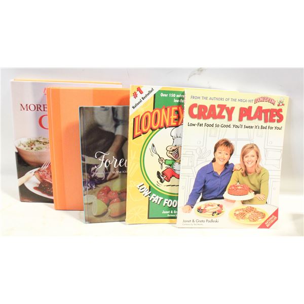 CRAZY PLATES/LOONEY SPOONS AND ASSORTED COOK BOOKS