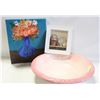 Image 1 : ESTATE VINTAGE WASH BASIN + FLORAL WALL ART PCS