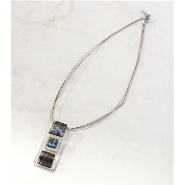 MULTI STRAND 16" ADJUSTABLE MULTI GLASS PENDANT