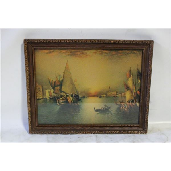 VINTAGE FRAMED PASTORAL LANDSCAPE PRINT