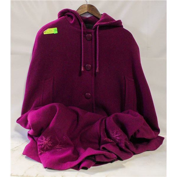 NORTHERN SUN ALL WOOL CAPE SZ M/L EMBROIDERED