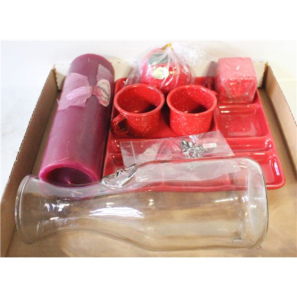 EATATE RED DIVIDED SERVING PLATTER,