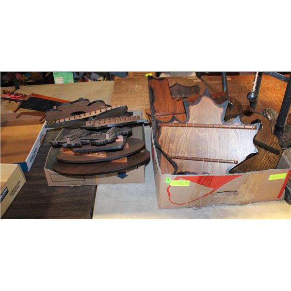 VINTAGE WOODEN COLLECTORS SPOON, RACKS ASSORTED
