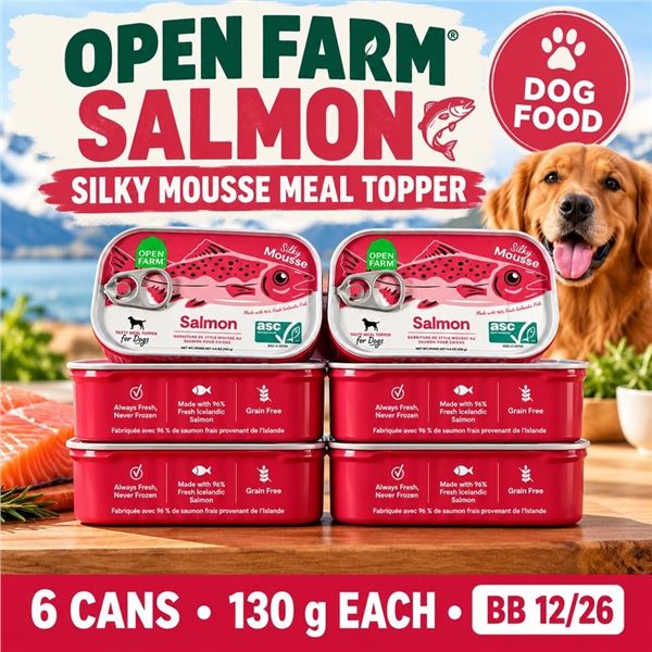 6 OPEN FARM SALMON MOUSSE 130G DOG BB 12/26