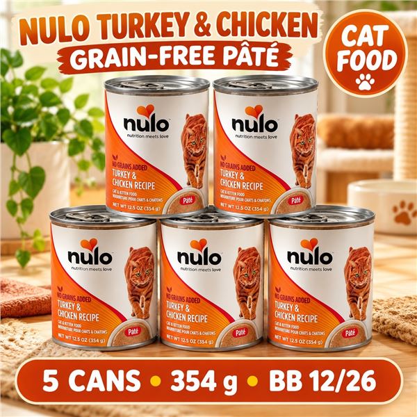 5 NULO TURKEY CHICKEN CAT FOOD 354G BB 12/26