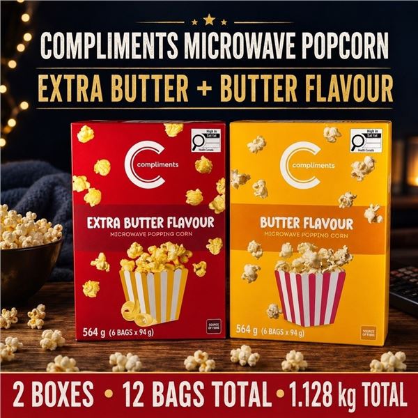 2 BOXES MICROWAVE POPCORN 12 BAGS BB 08/26