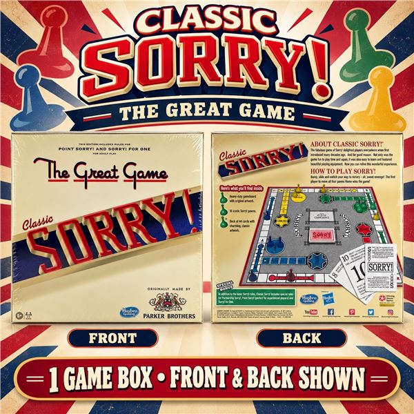 NEW CLASSIC SORRY THE GREAT BOARD GAME