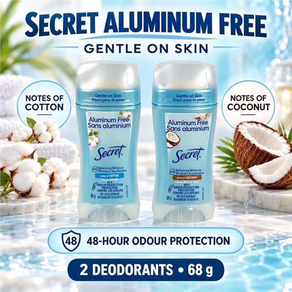 2 SECRET ALUMINUM FREE DEODORANTS 68G