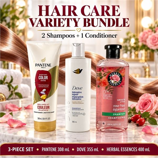 3PC PANTENE DOVE HERBAL ESSENCES HAIR CARE LOT