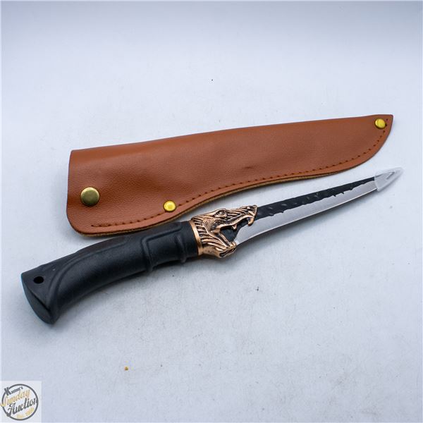 NEW VIKING STYLE FILLET BLACK STEEL KNIFE