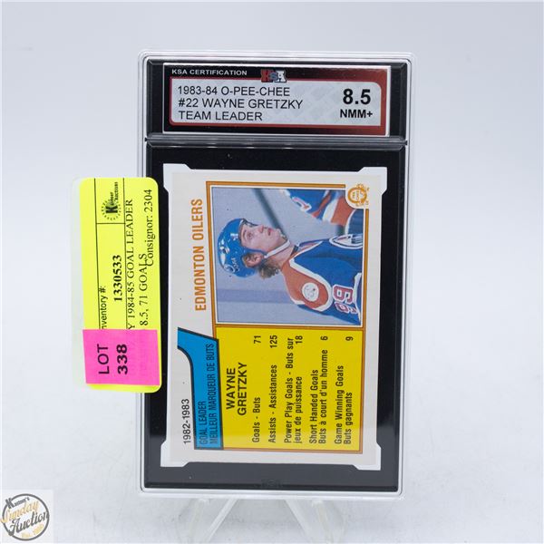 GRETZKY 1984-85 GOAL LEADER GRADED 8.5, 71 GOALS