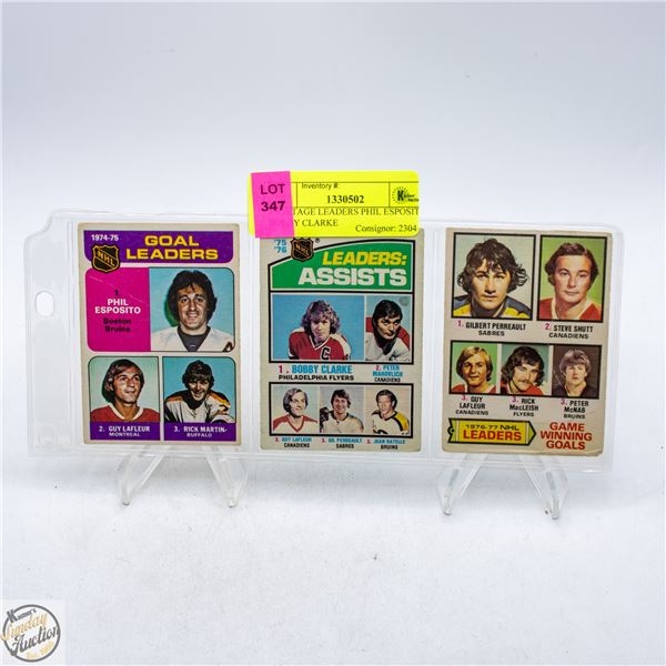 3 VINTAGE LEADERS PHIL ESPOSITO BOBBY CLARKE